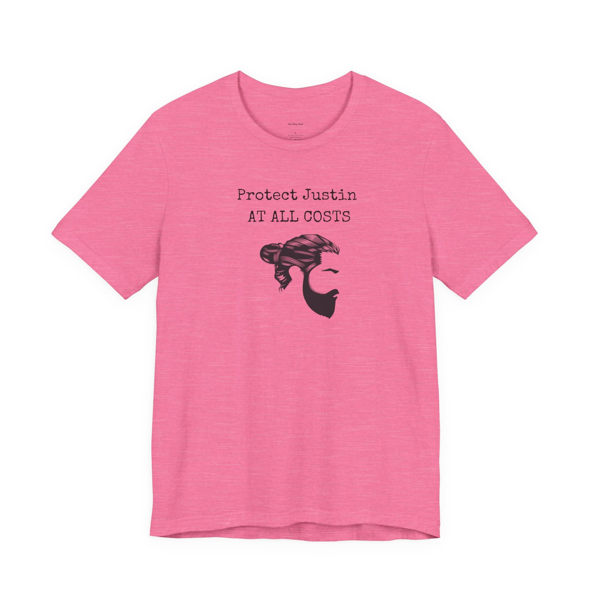 Pink t-shirt with graphic and text
