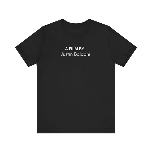 Black t-shirt with 'A Film By Justin Baldoni' text