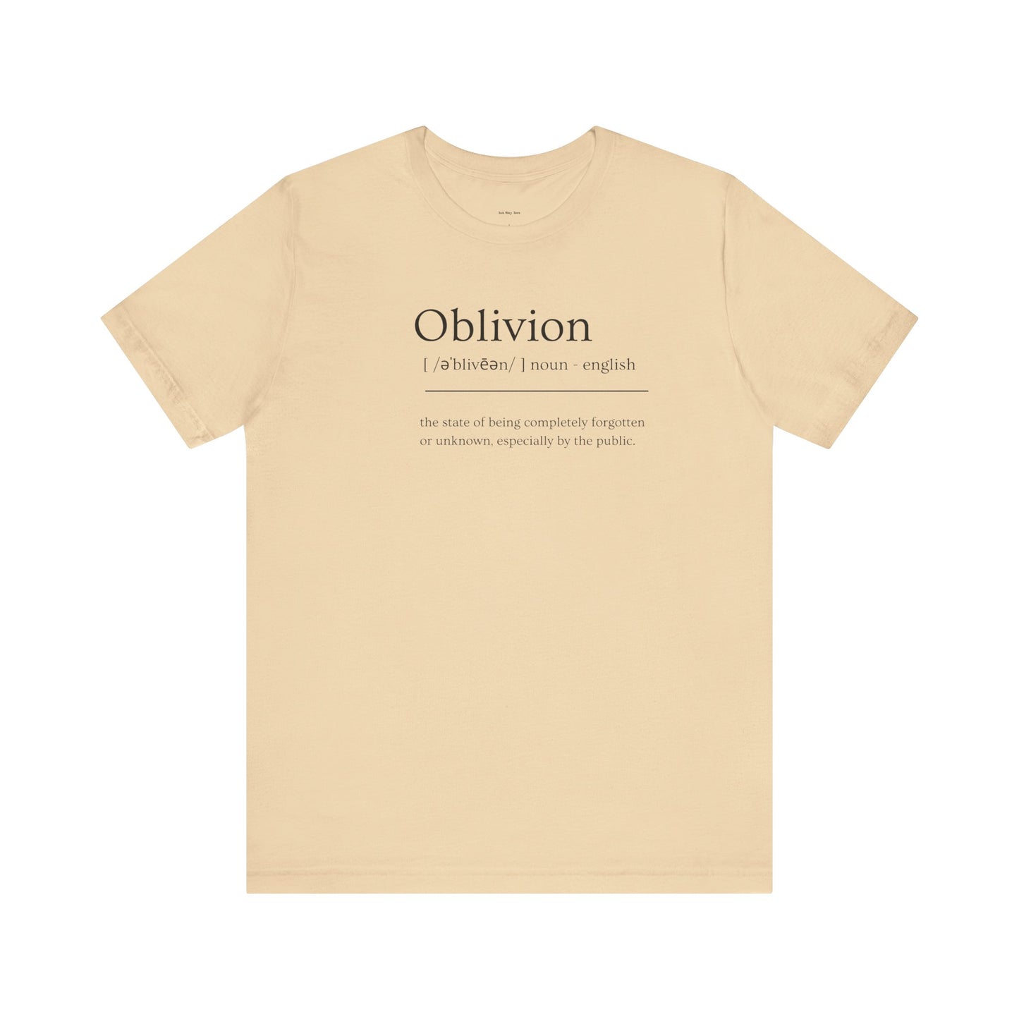Beige t-shirt with 'Oblivion' definition text