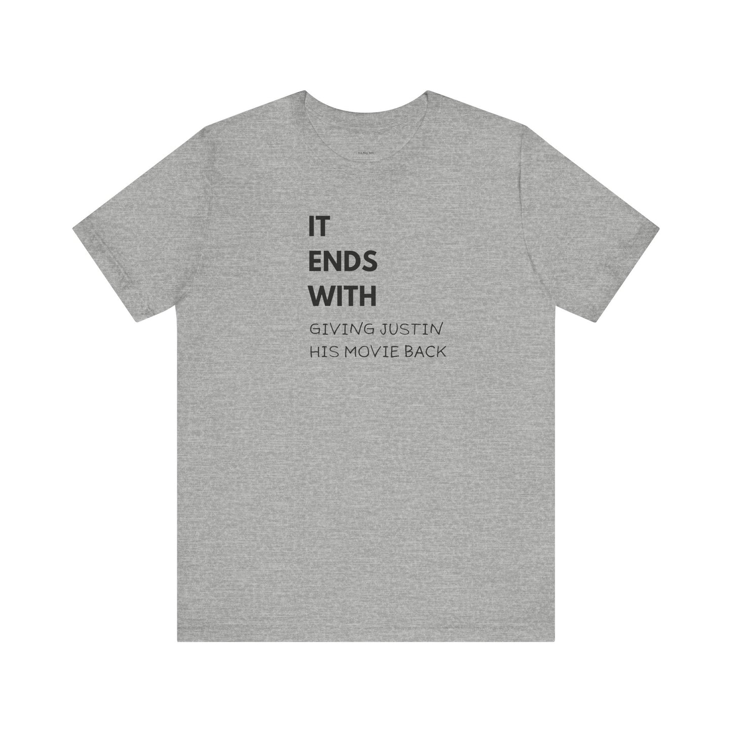 Gray t-shirt with text on the back