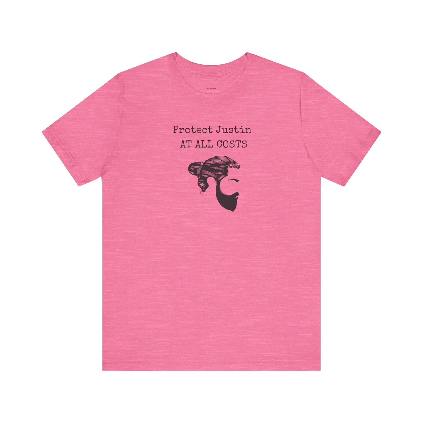 Pink t-shirt with graphic and text  