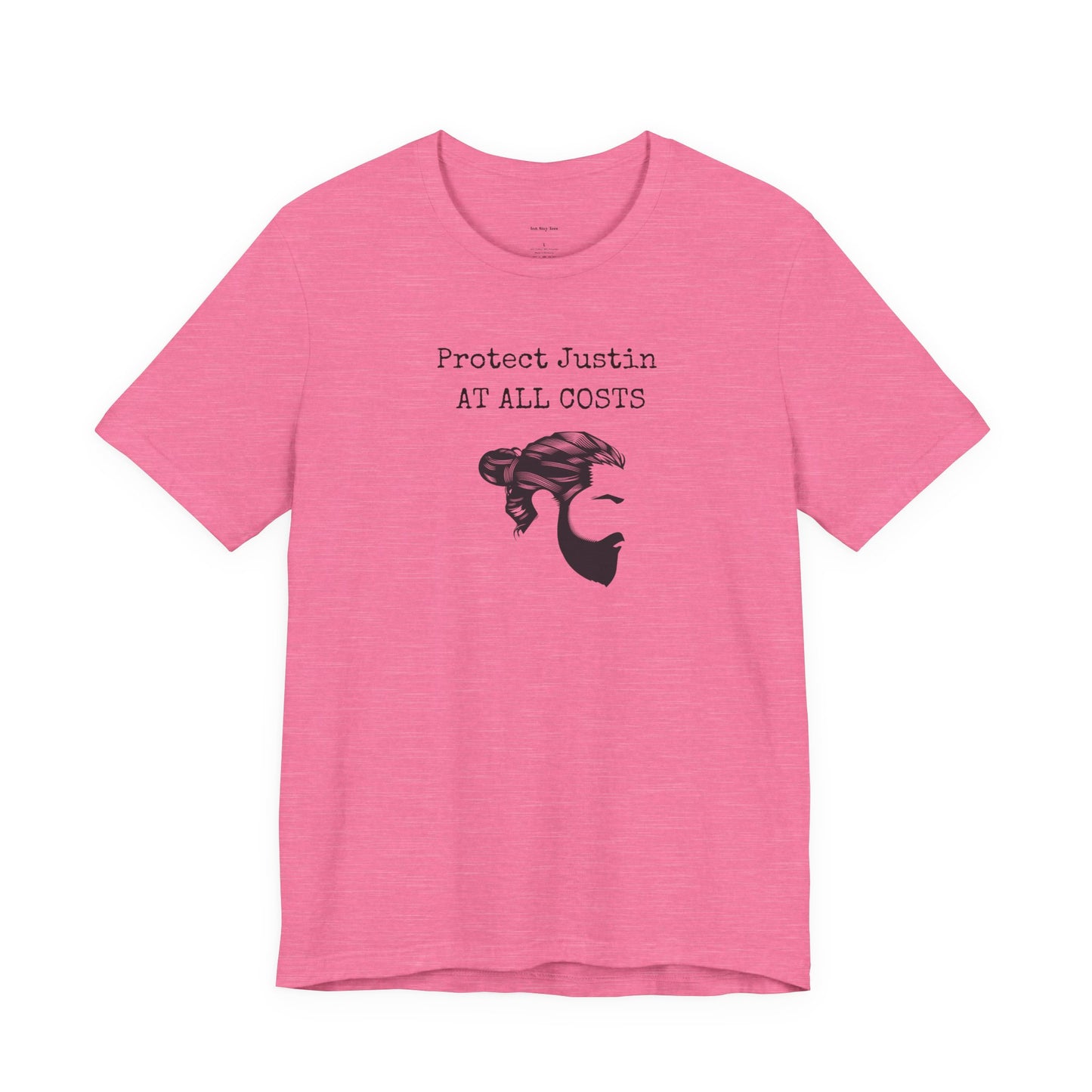 Pink t-shirt with graphic and text  