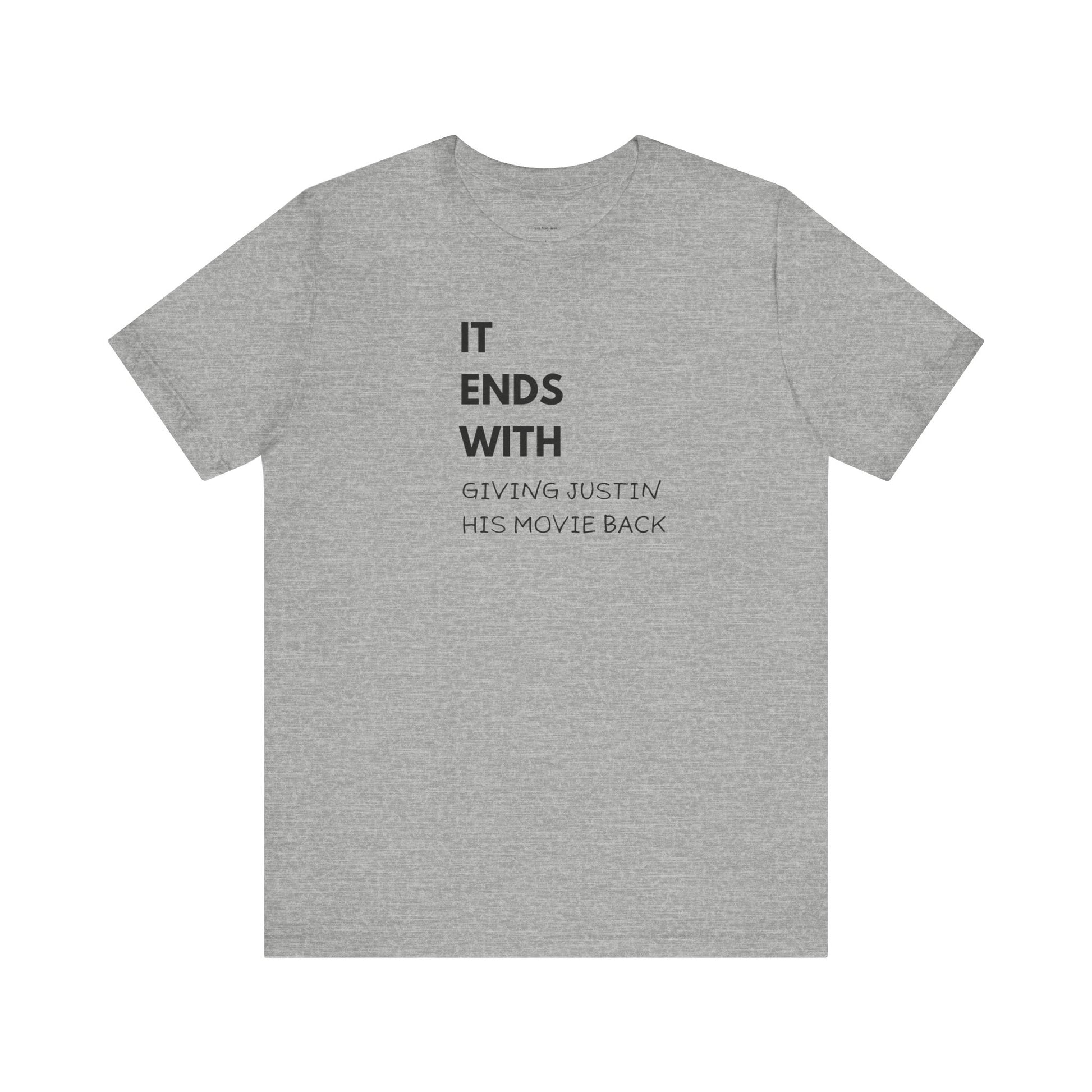 Gray t-shirt with text on the back  